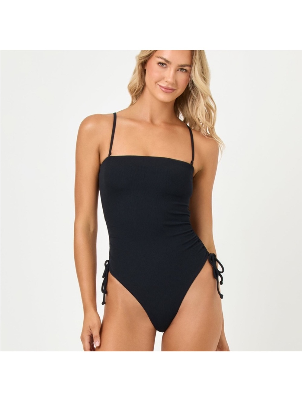 l*space Black Square Neck One-Piece Swimsuit